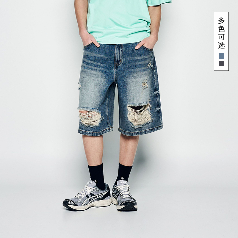 ADLV权顺荣同款破洞牛仔短裤