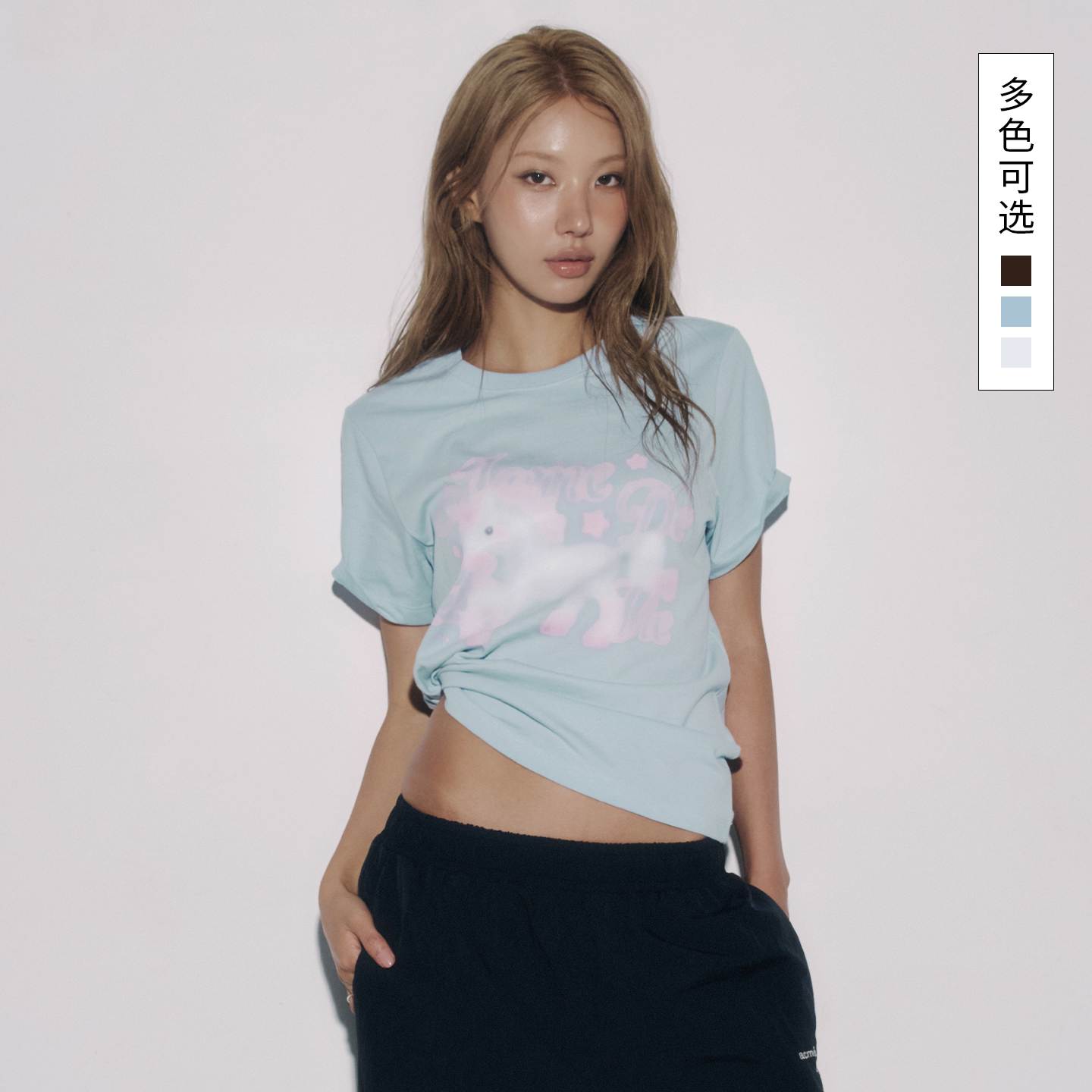 ADLV独角兽全棉短袖印花T恤女