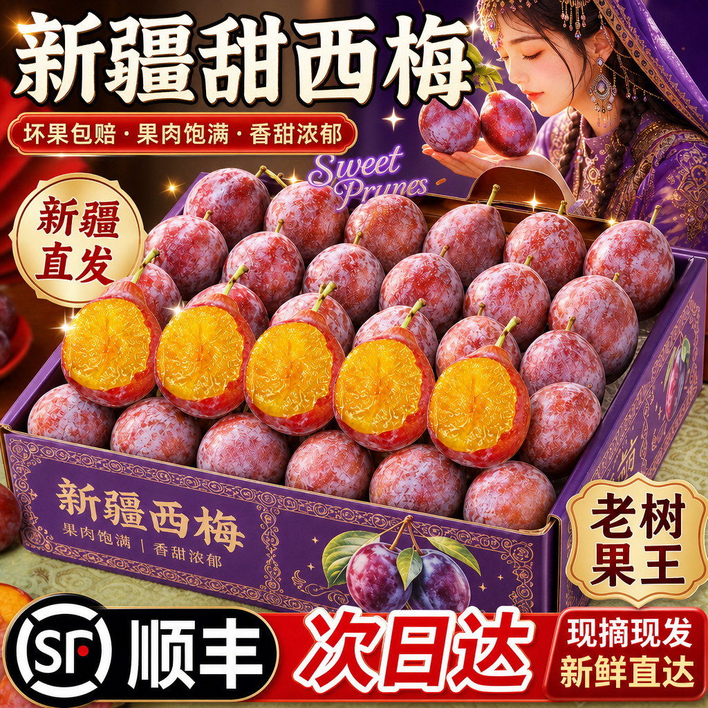 正宗新疆喀什法兰西西梅新鲜水果当季整箱包邮顺丰正品官方旗舰店