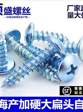 加硬高强度镀蓝白锌大扁头自攻螺丝钉十字木牙木螺丝钉M3M4M5M6