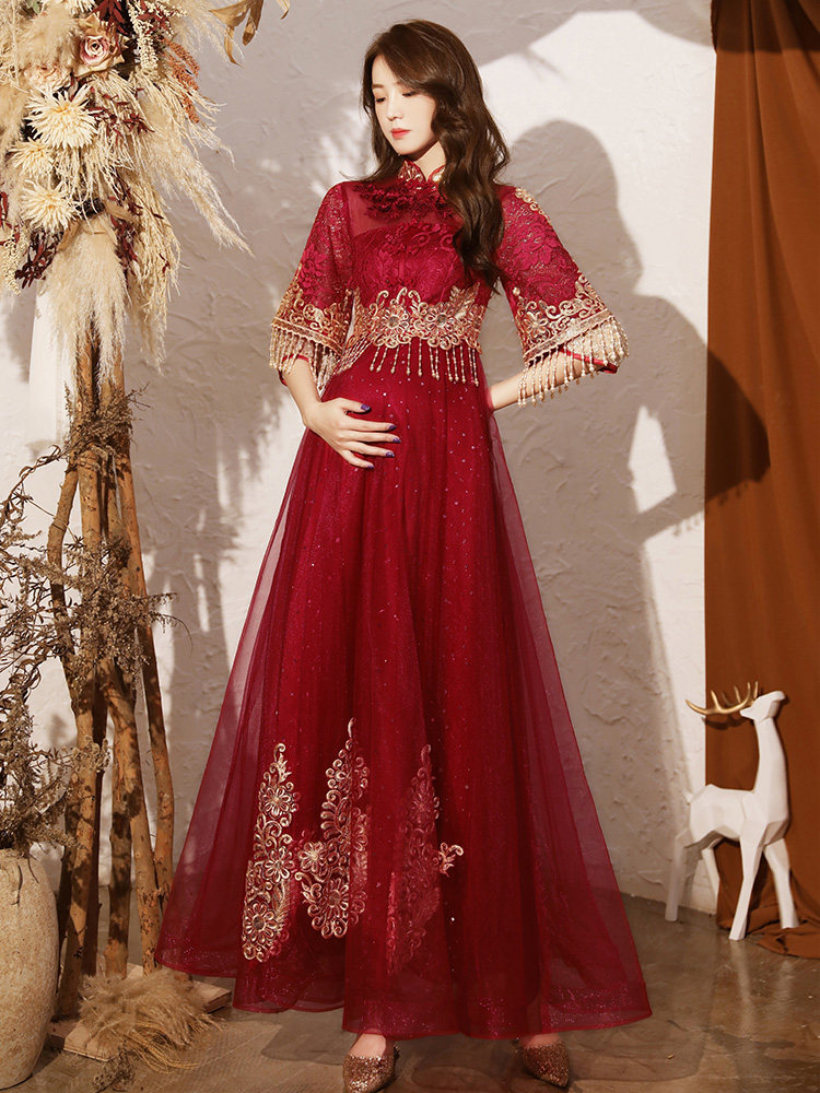 Toast dress bride pregnant woman 2021 new high waist cover belly wedding dress skirt female cover arm spring and summer large size