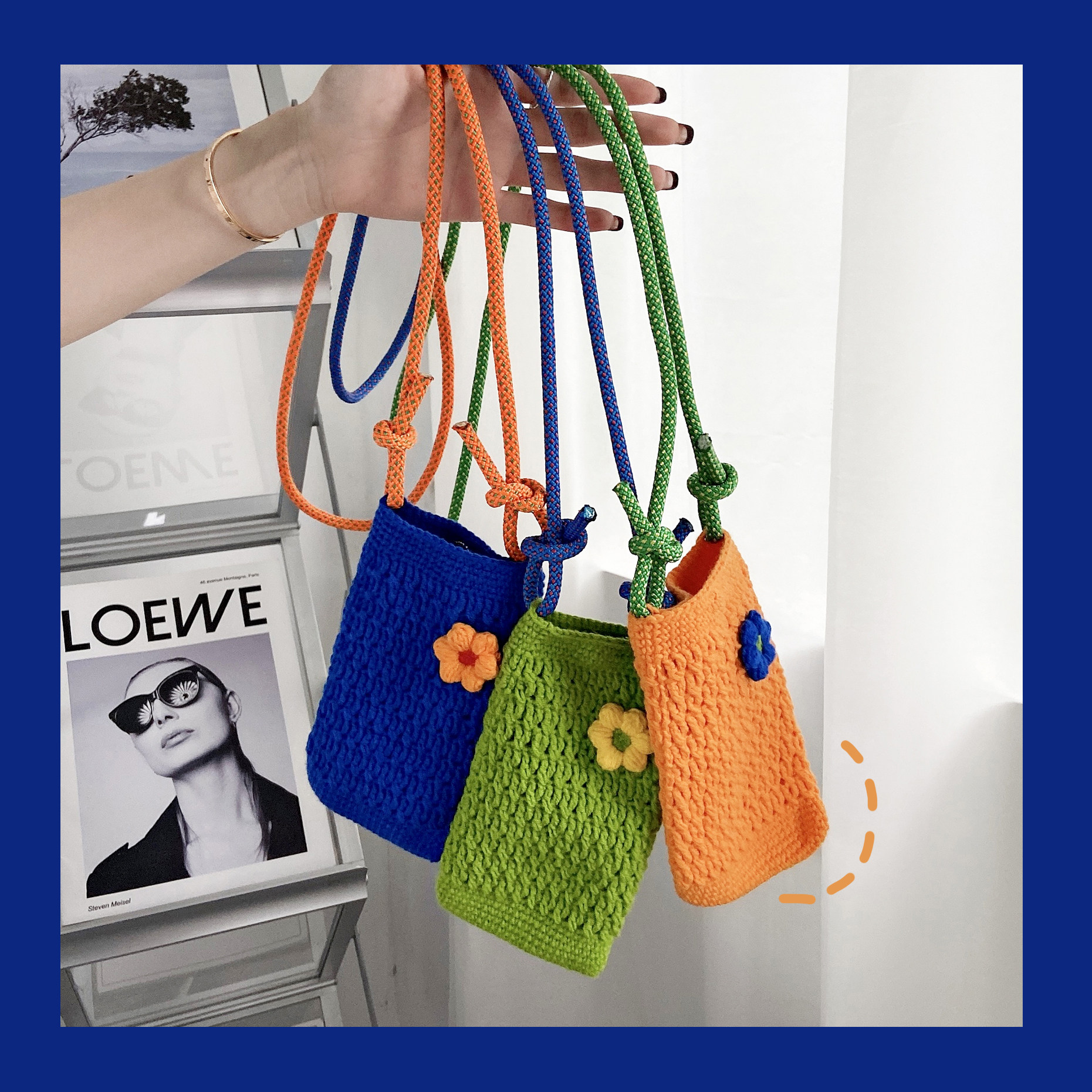 明星同款手机包diy手工编织包包毛线针织包钩织快本钩针斜挎包通用