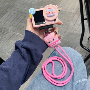甜美少女棒棒糖适用大疆Action6运动相机保护套action5pro/4/3收纳盒防丢防刮相机包便携挂绳防丢保护女款