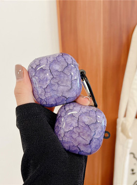 适用三星buds2耳机壳buds2pro蓝牙耳机保护套个性紫色大理石光面budslive全包硅胶pro防摔耳机套潮男女外壳硬