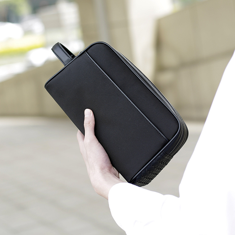 新款手包男编织双拉链男包时尚个性潮流手提包手拿包