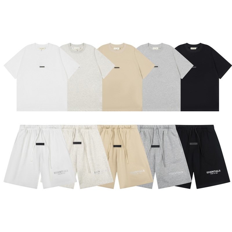 ESSENTIALS立体硅胶字母印花短袖T恤休闲短裤男女百搭运动套装夏