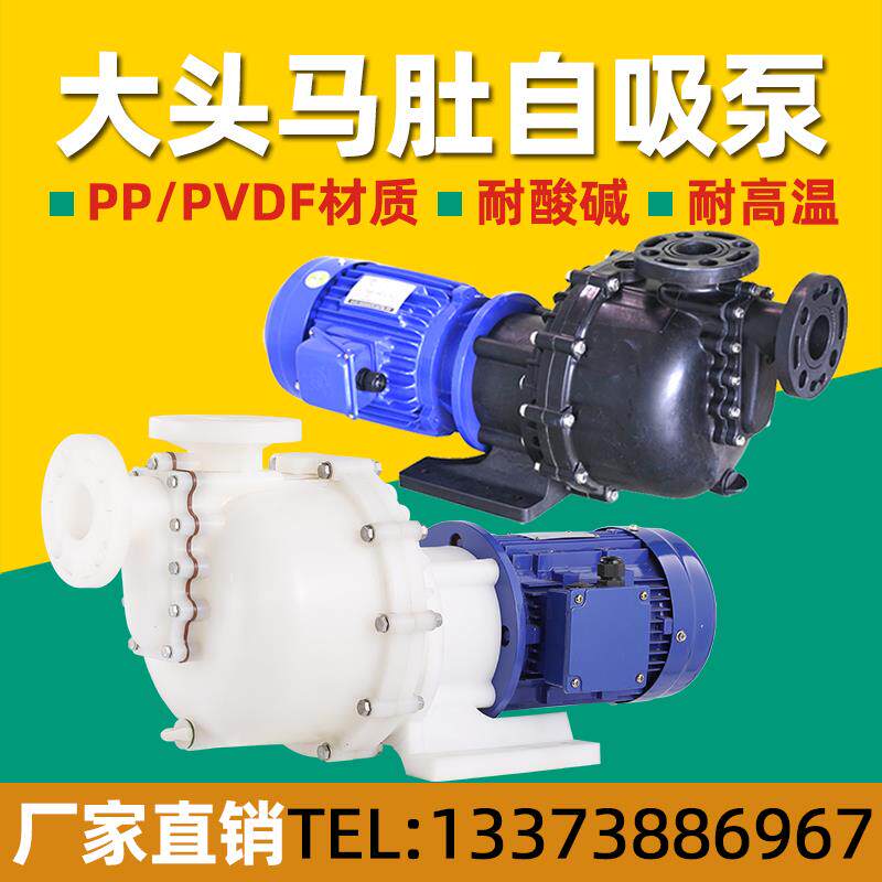新款耐酸碱自吸泵工业卧式氟塑料离心泵电镀PP大头防腐蚀马肚包邮