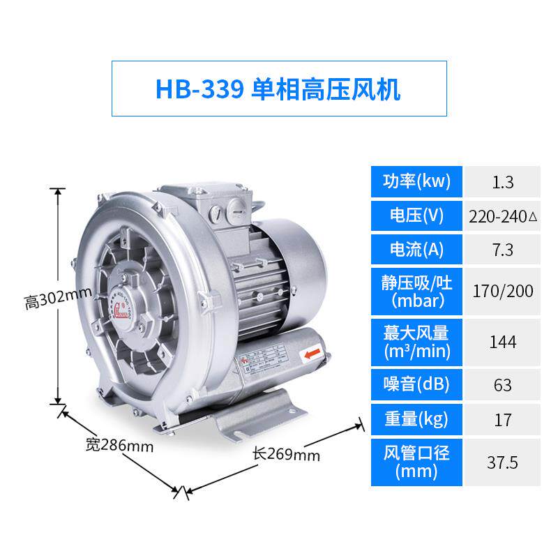 新款新品高压鼓风机漩涡气泵洗车吹干环形高效洗蛋机HB52包邮