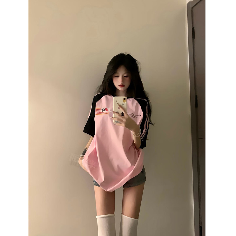 国潮牌oversize美式插肩短袖t恤