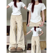 圆领半袖 正肩白色短袖 显瘦修身 2026新款 打底上衣纯棉 u领t恤女夏季