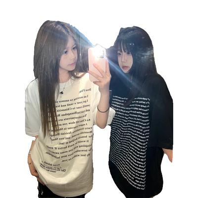 国潮美式高街oversize短袖t恤女