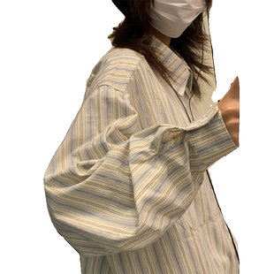 复古条纹长袖衬衫女早春2024新款衬衣设计感高级港风chic上衣外套