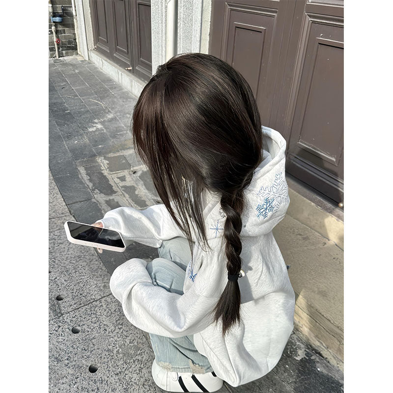 美式高街雪花刺绣连帽卫衣女秋冬季加绒加厚设计感小众高级感外套,女装/女士精品,卫衣/绒衫,淘宝优惠券,粉丝福利购,淘宝优惠卷