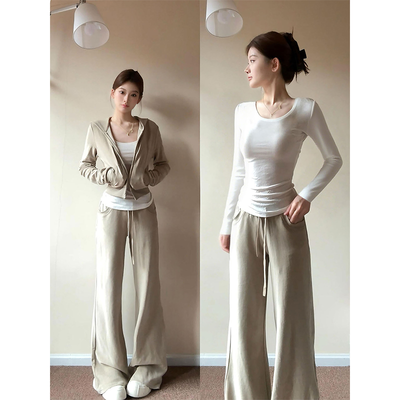 白色U领磨毛德绒打底衫女冬季修身保暖内搭外穿长袖高级感t恤上衣