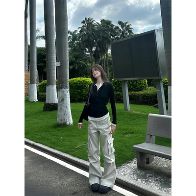 设计感小众假两件长袖t恤打底衫