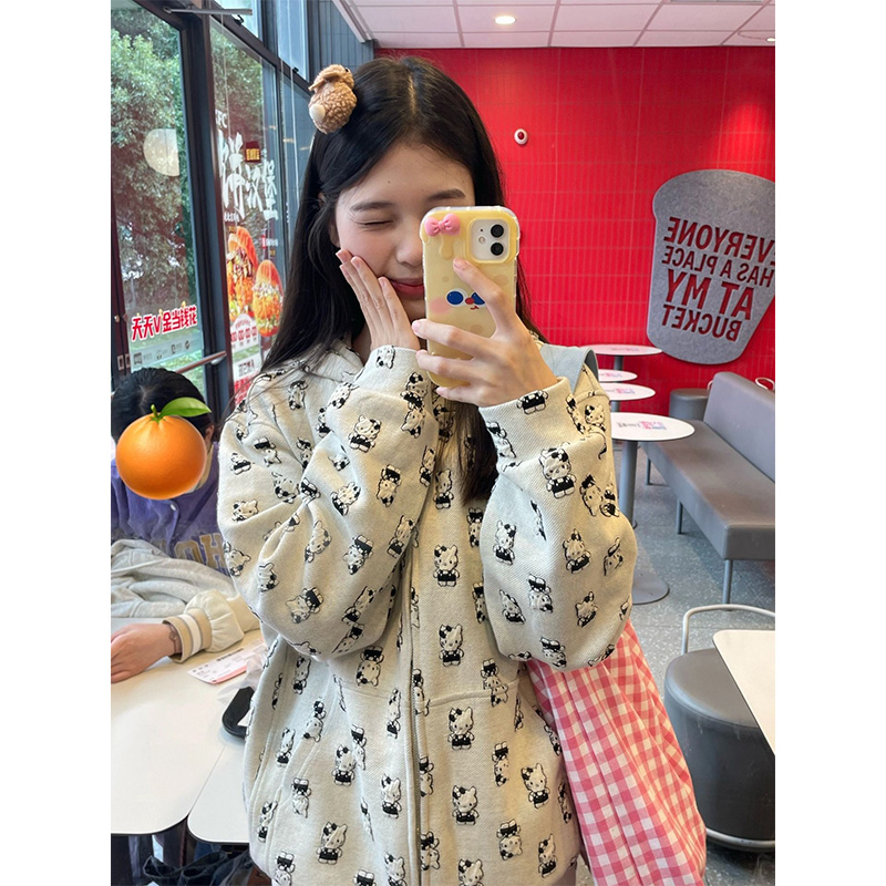 hellokitty猫咪连帽开衫卫衣秋冬