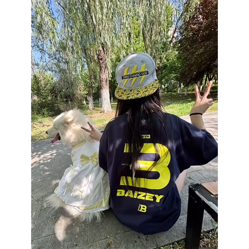 国潮牌字母印花短袖t恤女夏情侣