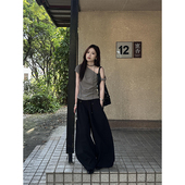 灰色扭结斜肩绑带小飞袖 上衣 显瘦不对称短袖 t恤女夏季 设计感修身