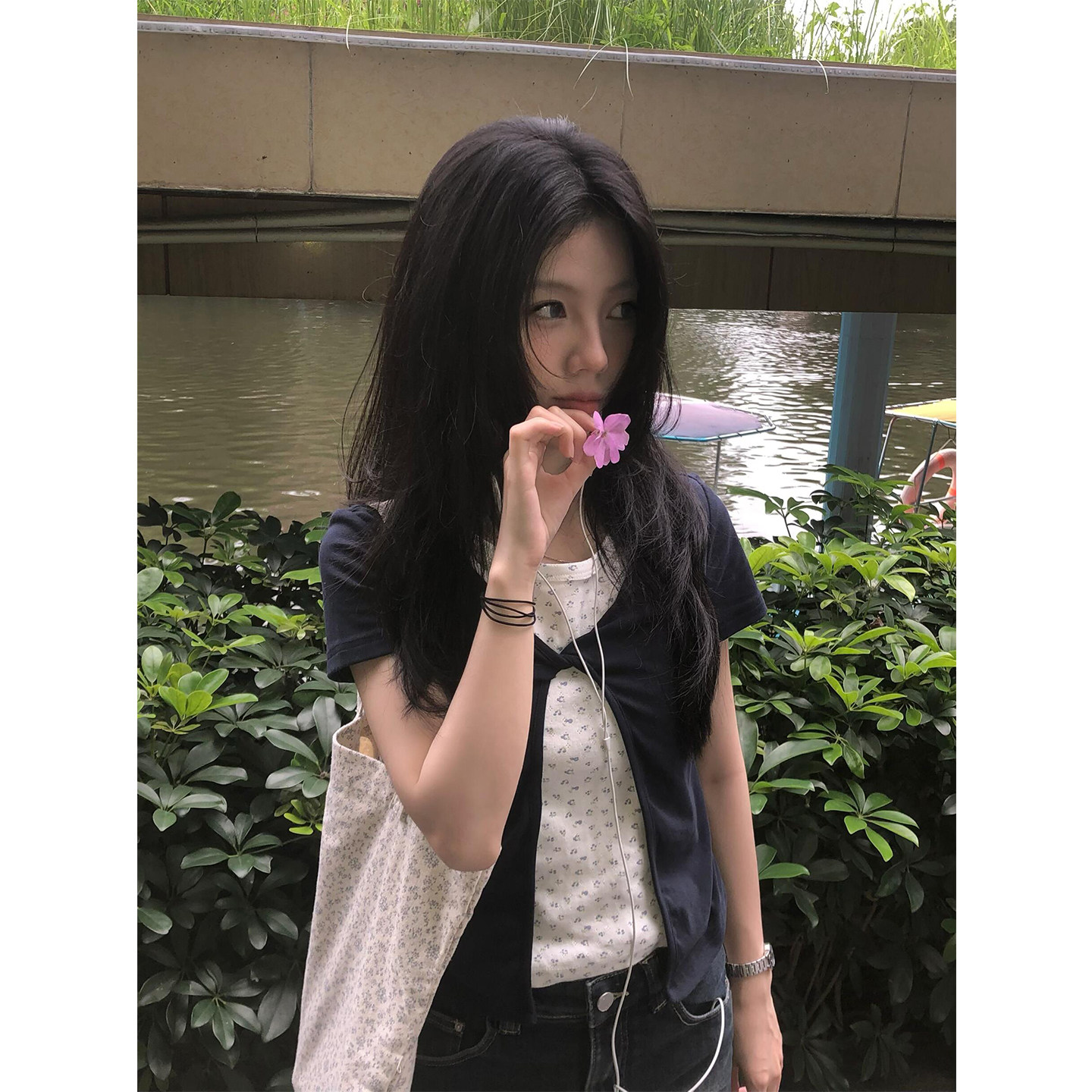 韩系碎花假两件短袖t恤女夏2026图片