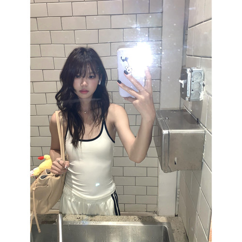 美式辣妹白色工字背心女夏外穿
