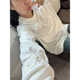 宽松oversize内搭打底衫 t恤女春秋新款 上衣 刺绣字母白色长袖 美式