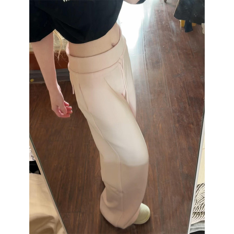 粉色加绒加厚微喇叭运动裤女秋冬2024新款高腰显瘦休闲阔腿裤卫裤,女装/女士精品,休闲裤,淘宝优惠券,粉丝福利购,淘宝优惠卷