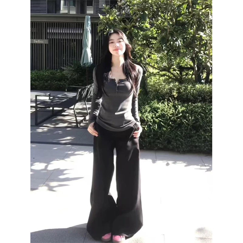 美式辣妹半开领德绒打底衫女秋冬