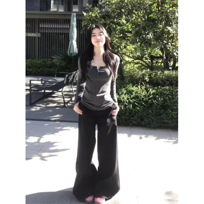 美式辣妹半开领德绒打底衫女秋冬