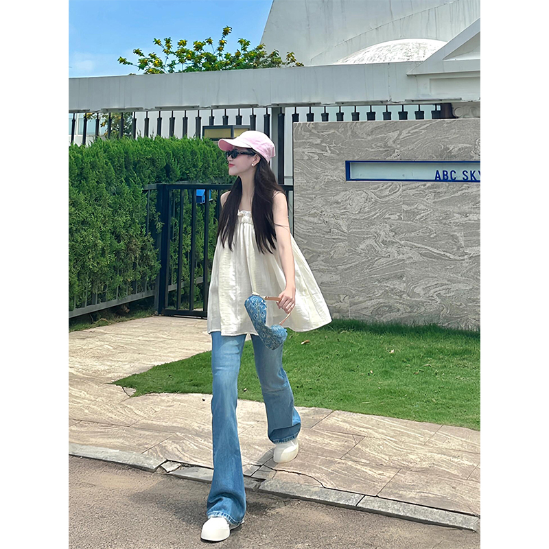 法式度假风外穿吊带娃娃衫女夏季