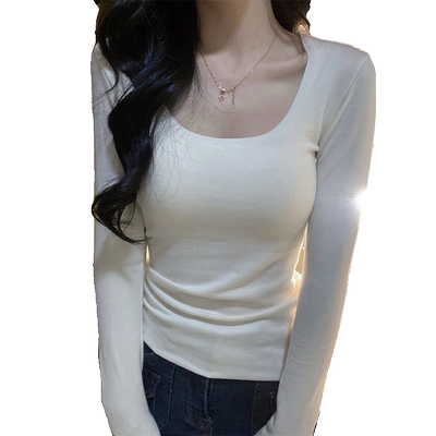 白色德绒低领打底衫女秋冬内搭