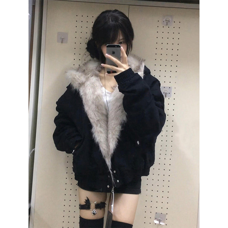 国潮座山雕毛绒连帽棉服女冬季2024年新款美式设计感加厚棉衣外套,女装/女士精品,棉衣/棉服,淘宝优惠券,粉丝福利购,淘宝优惠卷