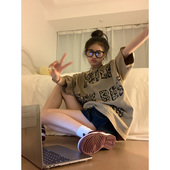 小众设计感宽松半袖 美式 2023年新款 t恤女夏季 潮牌复古vintage短袖