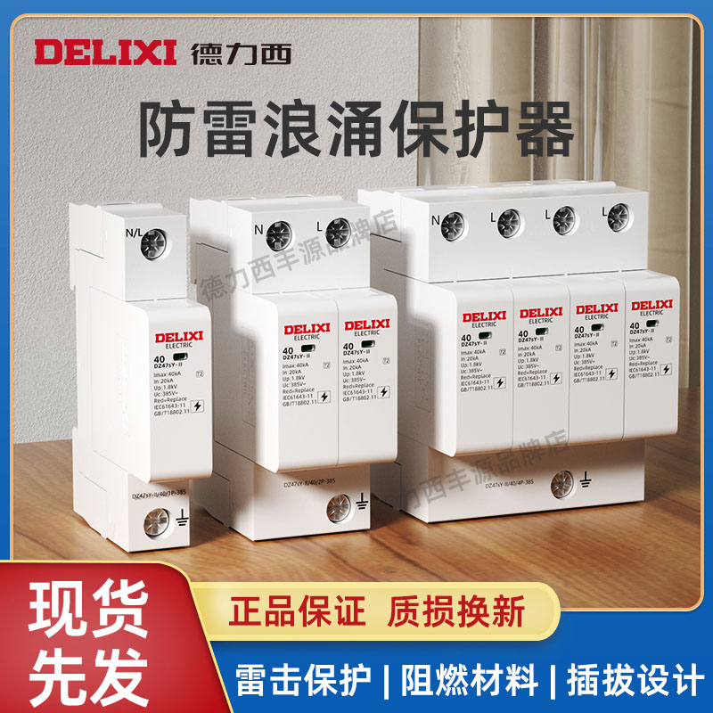 德力西家用避雷器40KA浪涌保护器DZ47SY 220V防雷器2P20KA电涌CDY