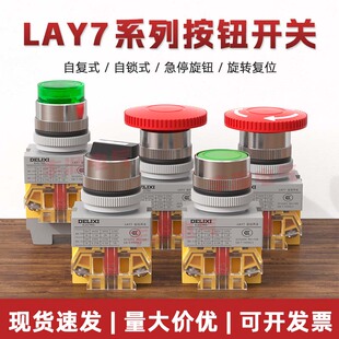 德力西按钮LAY7-11BN自复位平头X/2二三档按钮开关蘑菇头急停自锁