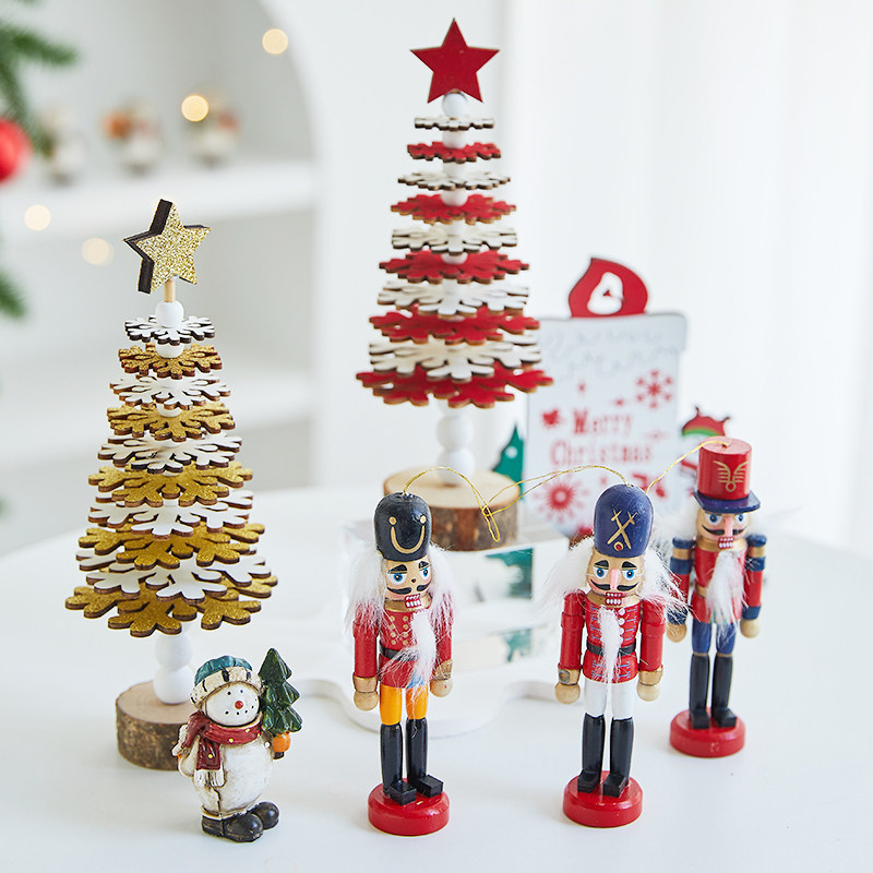 新款木质小圣诞树摆件圣诞节装饰