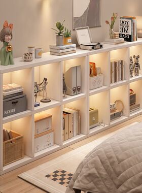 柜子储物柜书架置物架落地书柜家用收纳柜分层八格柜矮柜格子柜淘