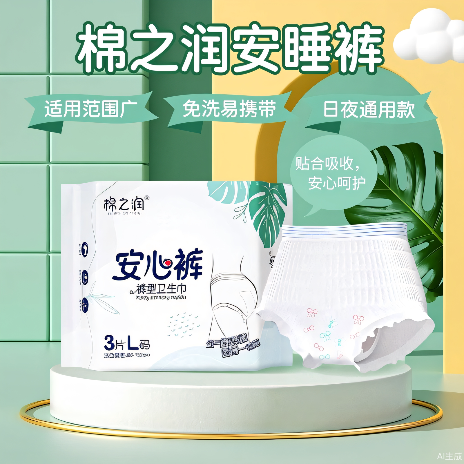 棉之润安心裤绵柔触感全面防漏图片