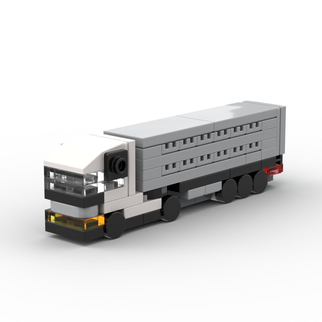 moc汽车迷你货车 长板车厢式货车模型拼装小颗粒积木益智玩具男孩