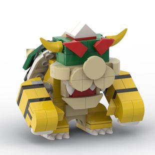 超级马里奥系列酷霸王问号盒子创意儿童益智拼装 积木小颗粒moc