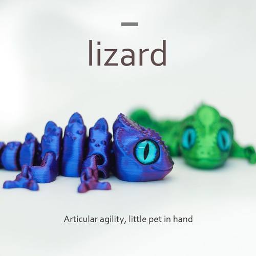 3D打印小蜥蜴镭射关节可动模型渐变模型爆款手办玩具礼物仿真蜥蜴