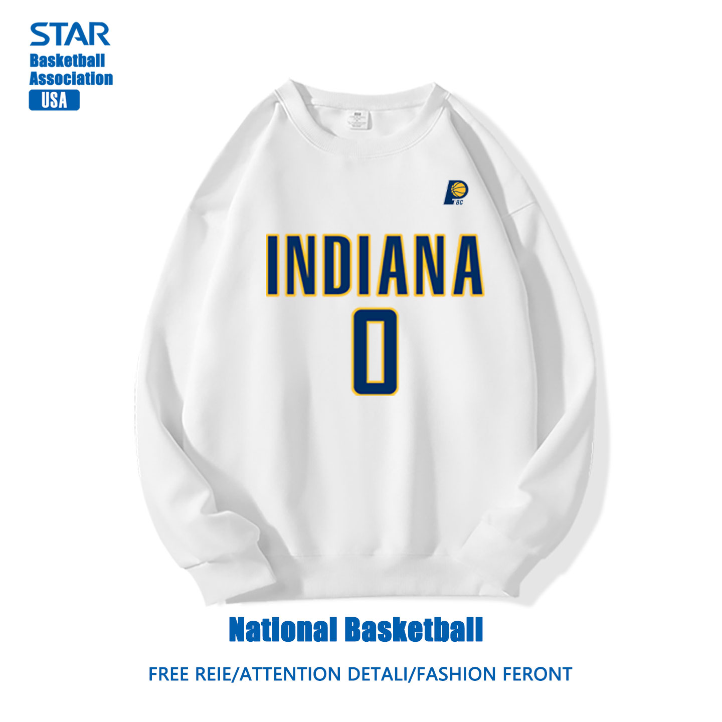 步行者哈利伯顿训练球衣秋季篮球运动圆领卫衣男款青少年学生长袖