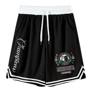 冰丝速干短裤男夏季2026新款森林狼爱德华兹训练裤篮球裤宽松运动