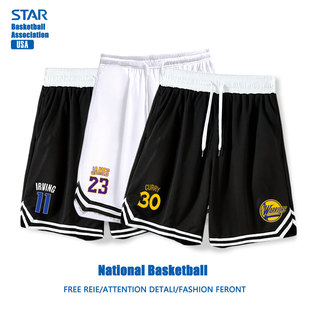 勇士库里湖人篮球裤 子五分裤 男短裤 青少年运动裤 拉链球裤 球星美式