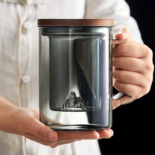 【1000ml大容量】耐热玻璃泡茶杯