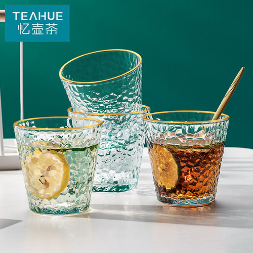 描金锤纹喝水日式简约牛奶咖啡杯