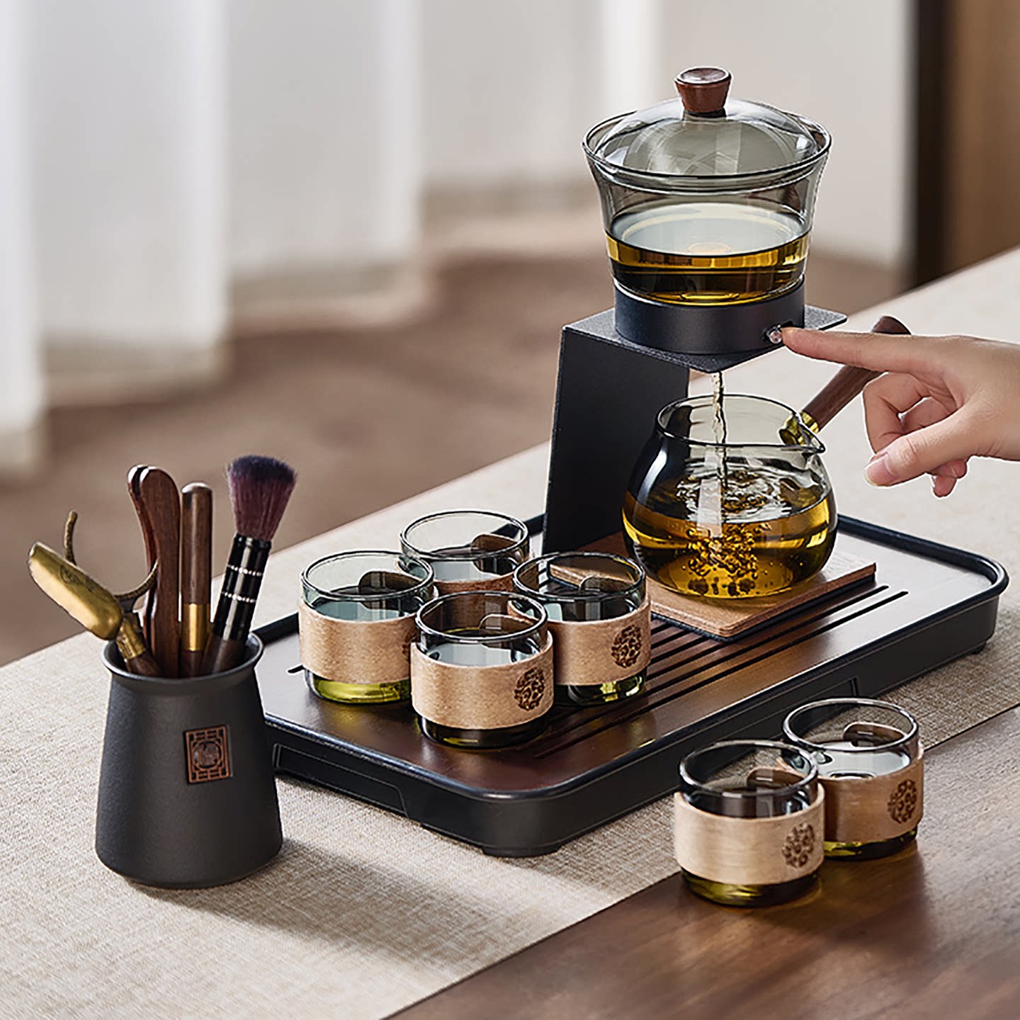 【自动泡茶器】玻璃功夫茶具套装