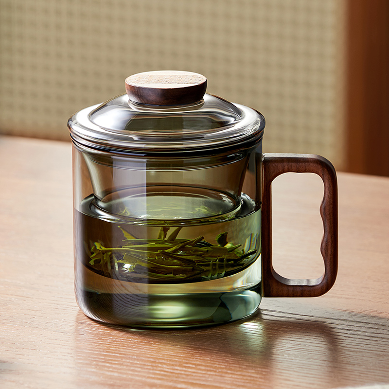玻璃泡茶杯加厚加大容量耐高温茶水分离杯喝水办公个人专用绿茶杯