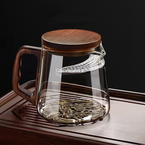 忆壶茶玻璃茶壶月牙过滤家用绿茶杯带杯盖带过滤泡茶器耐热公道杯