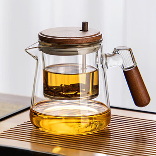 飘逸杯泡茶壶家用2025新款 耐热玻璃按压式 一键茶水分离杯茶具套装