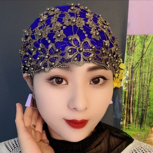 新款立体花瓣钉珠女士帽包头帽头巾帽方便款回族妈妈帽子遮发